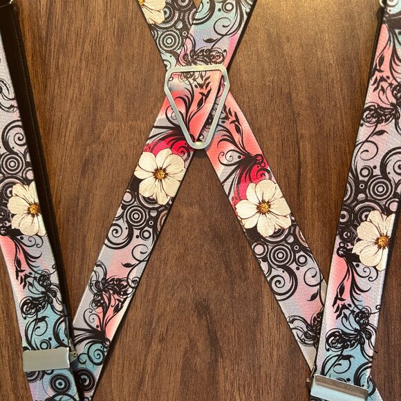 Buckle-Down Other - Buckle-Down Suspenders Floral Pink Daisy Wedding Formal One Size Pastels Boho
